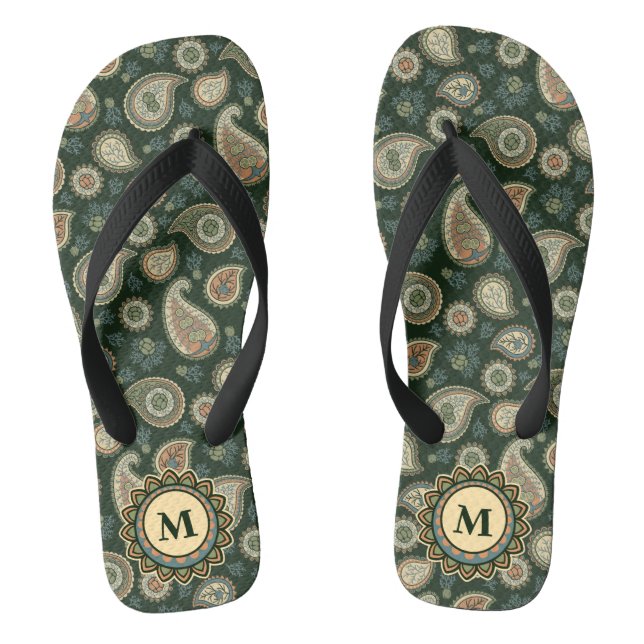 Cypress Paisley Pattern Flip Flops (Footbed)