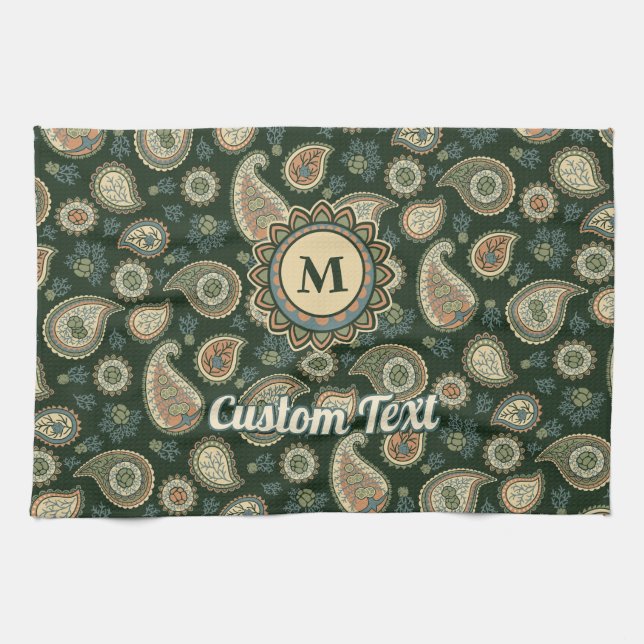 Cypress Paisley Pattern Kitchen Towel (Horizontal)