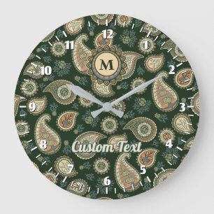 Cypress Paisley Pattern Large Clock