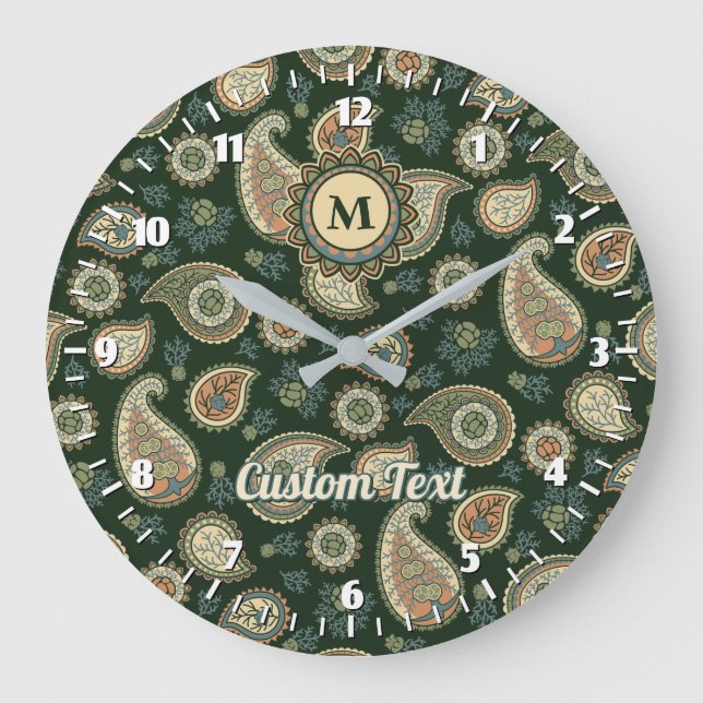 Cypress Paisley Pattern Large Clock (Front)