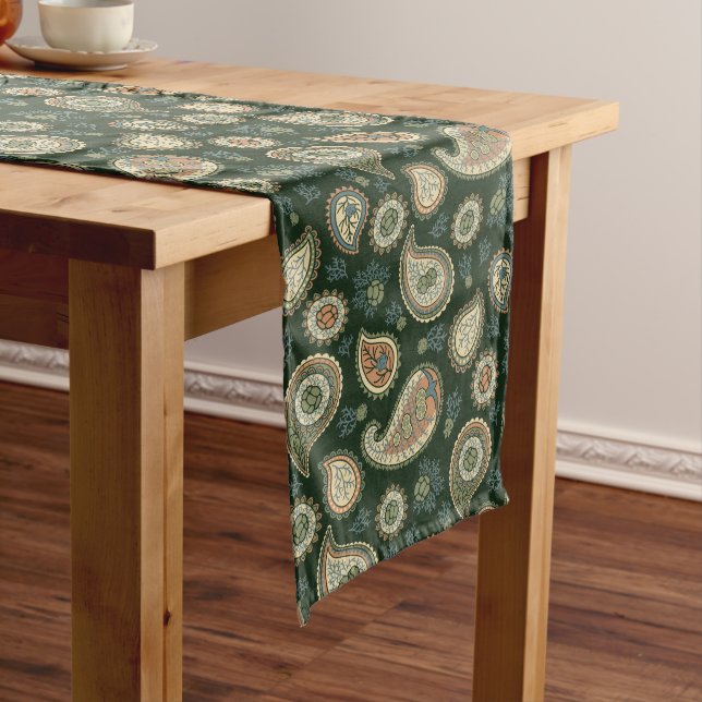 Cypress Paisley Pattern Long Table Runner (In Situ)