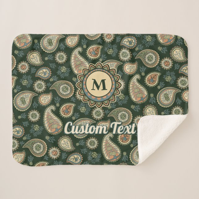 Cypress Paisley Pattern Sherpa Blanket (Front (Horizontal))