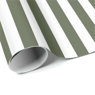 Cypress Pine Green and White Stripe Wrapping Paper
