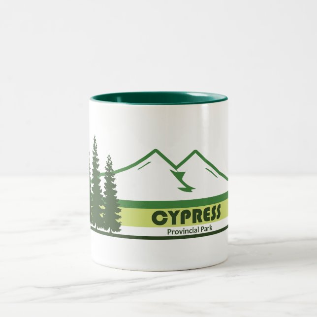 Cypress Provincial Park Green Stripes Two-Tone Coffee Mug (Center)
