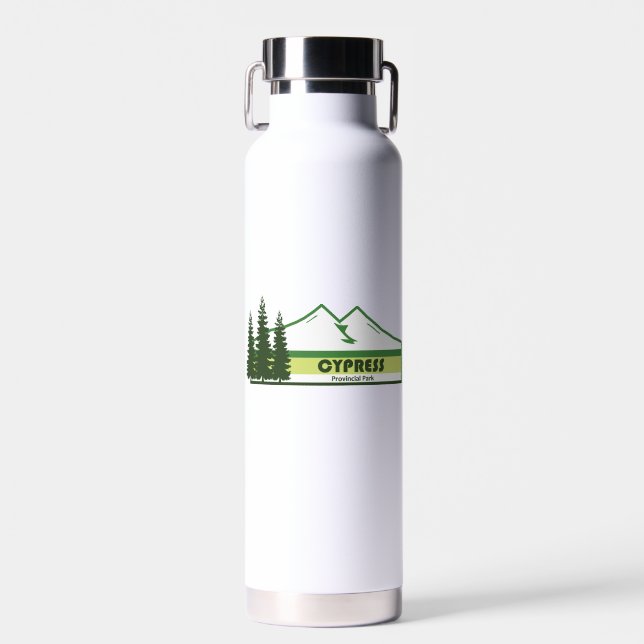 Cypress Provincial Park Green Stripes Water Bottle (Front)