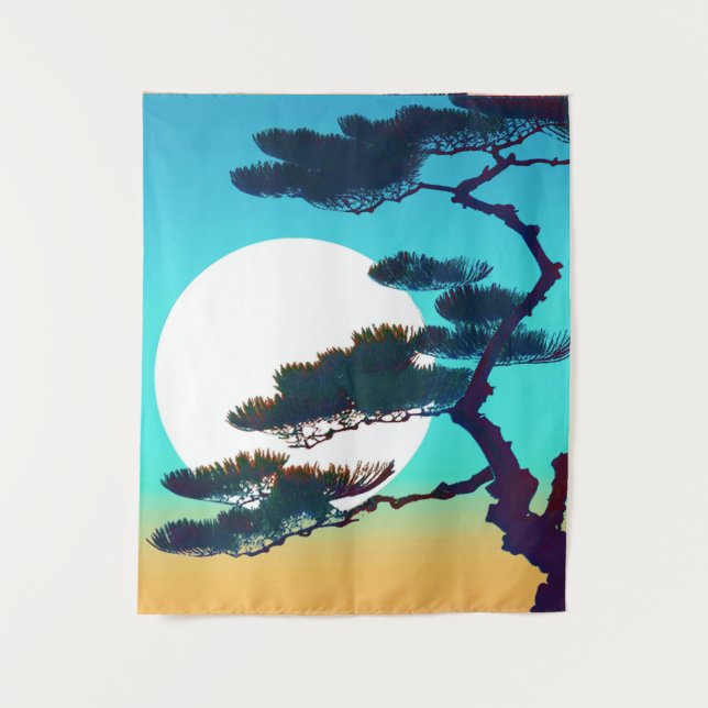 Cypress Tree and Full Moon   Tapestry (Front)