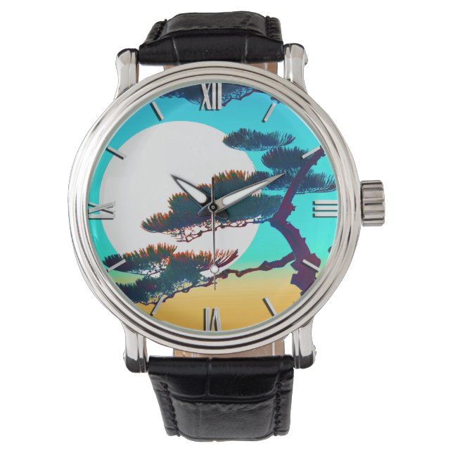 Cypress Tree and Full Moon   Watch (Front)