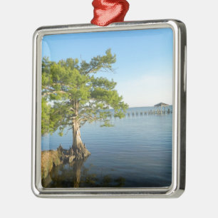 Cypress Tree on The Outer Banks Sound Metal Ornament