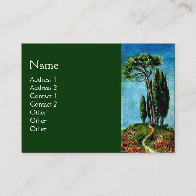 CYPRESS TREES AND MEDITERRANIAN PINE IN TUSCANY BUSINESS CARD (Front)