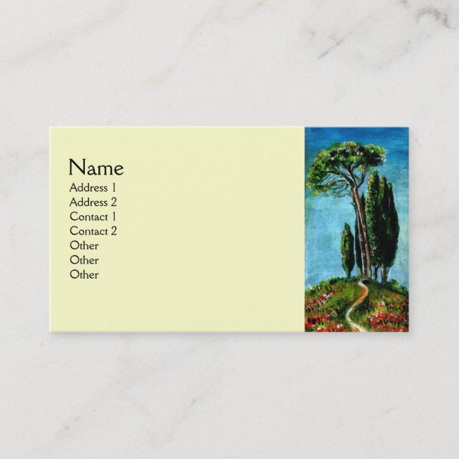 CYPRESS TREES AND MEDITERRANIAN PINE IN TUSCANY BUSINESS CARD (Front)
