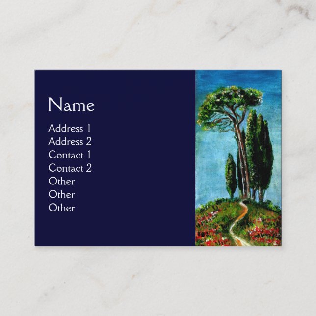 CYPRESS TREES AND MEDITERRANIAN PINE IN TUSCANY BUSINESS CARD (Front)