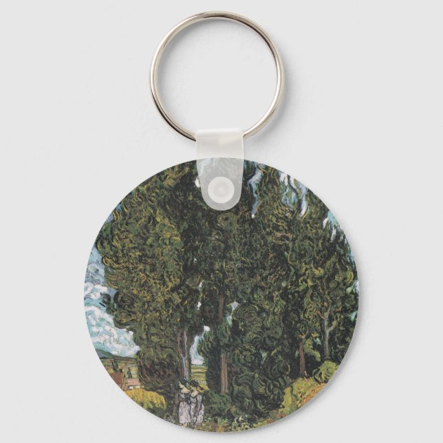 Cypress Trees by Van Gogh Keychain (Front)