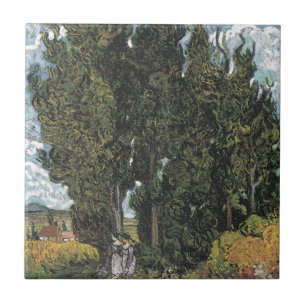 Cypress Trees by Van Gogh Tile