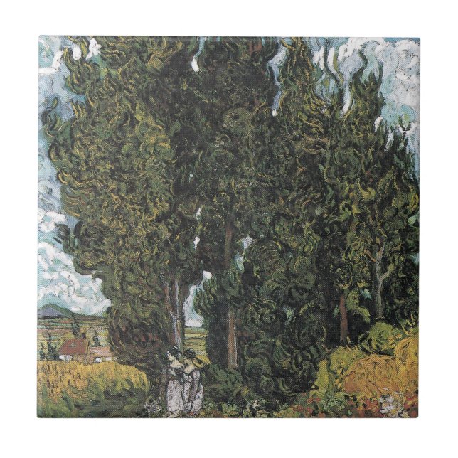 Cypress Trees by Van Gogh Tile (Front)