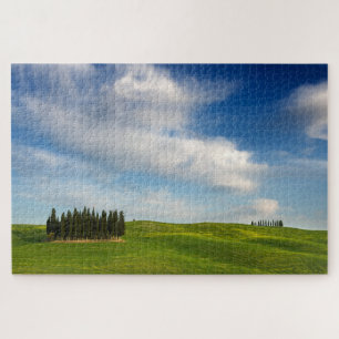 Cypress trees in Tuscany landscape Jigsaw Puzzle