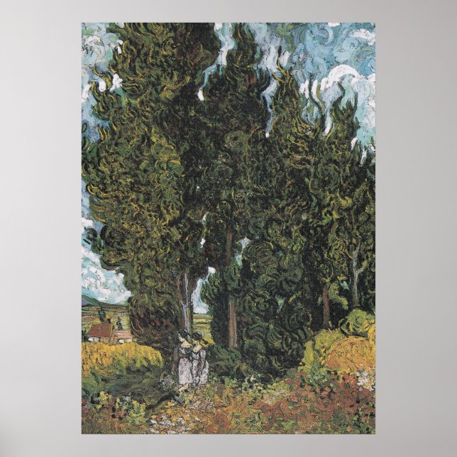 Cypress Trees par Van Gogh Poster (Devant)