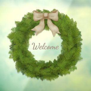 Cypress Wreath With Bow Custom Name or Greeting Window Cling