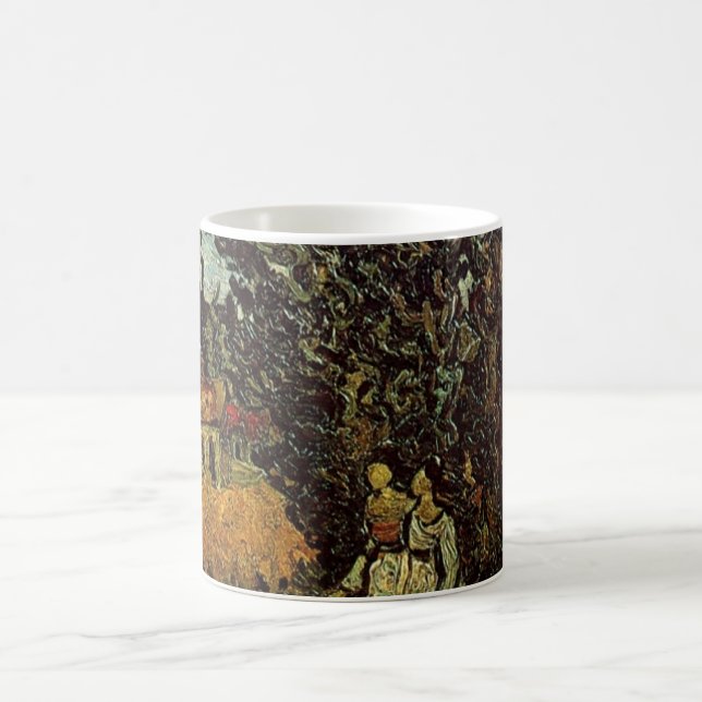 Cypresses and Two Women by Vincent van Gogh Coffee Mug (Center)
