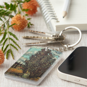 Cypresses and Two Women by Vincent van Gogh Keychain
