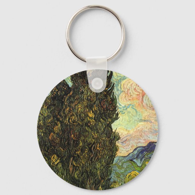 Cypresses by Vincent van Gogh Keychain (Front)