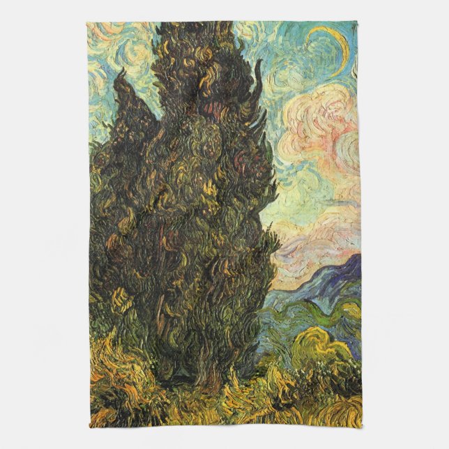 Cypresses by Vincent van Gogh Kitchen Towel (Vertical)