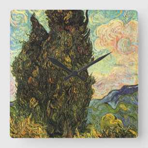 Cypresses by Vincent van Gogh Square Wall Clock