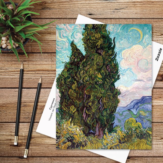 Cypresses Crescent Moon Vincent van Gogh Postcard (Creator Uploaded)
