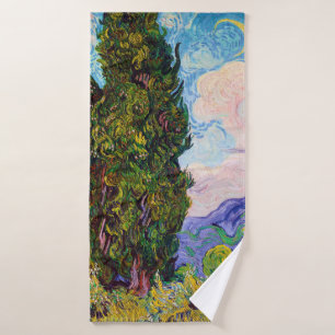 Cypresses, Van Gogh Bath Towel