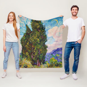 Cypresses, Van Gogh Fleece Blanket