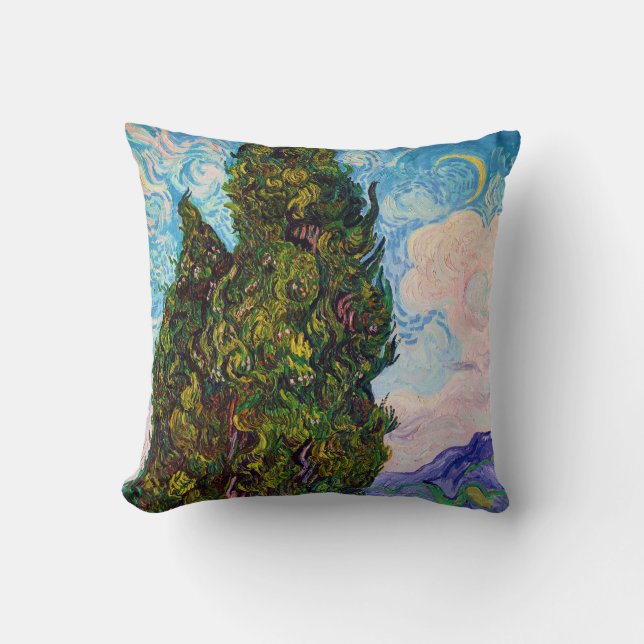 Cypresses, Van Gogh Throw Pillow (Front)