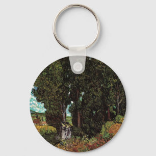 Cypresses with Female Figures by Vincent van Gogh Keychain