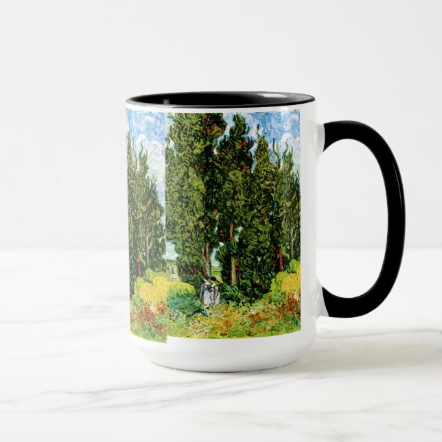 Cypresses with Two Women Van Gogh Fine Art Mug (Right)