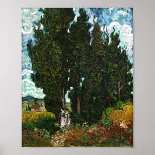Cypresses with Two Women, Vincent van Gogh Poster
