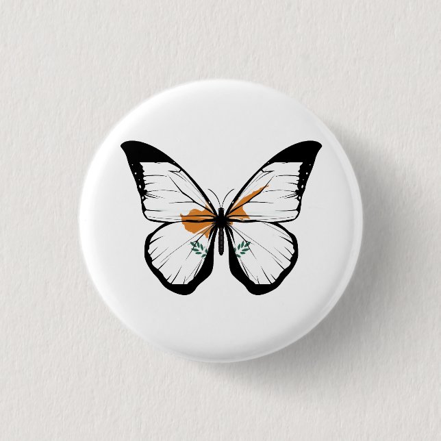 Cyprus Butterfly Flag 1 Inch Round Button (Front)