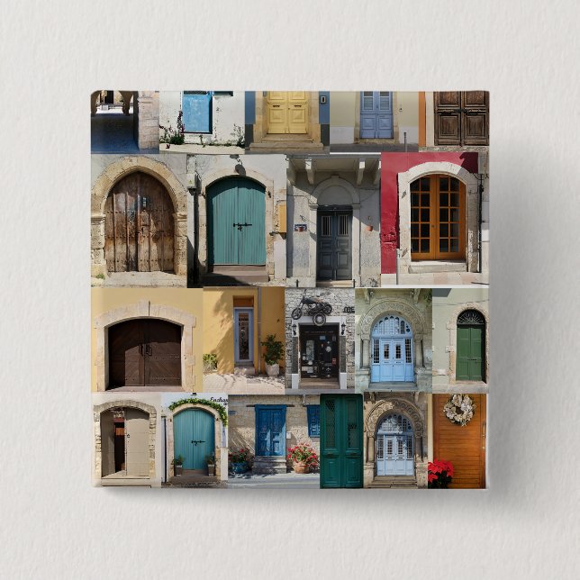 Cyprus colourful doors magnet 2 inch square button (Front)