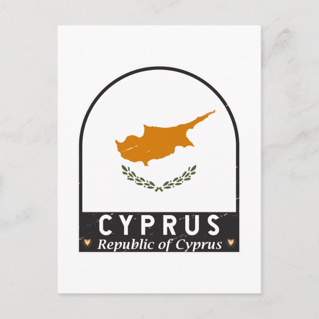 Cyprus Flag Emblem Distressed Vintage Postcard (Front)