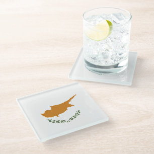 Cyprus flag glass coaster