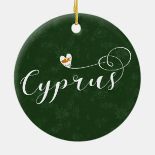 Cyprus Flag Heart, Cypriot Ceramic Ornament