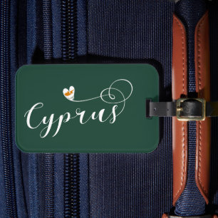 Cyprus Flag Heart, Cypriot Luggage Tag