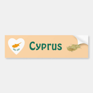 Cyprus Flag Heart + Map Bumper Sticker