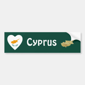 Cyprus Flag Heart + Map Bumper Sticker