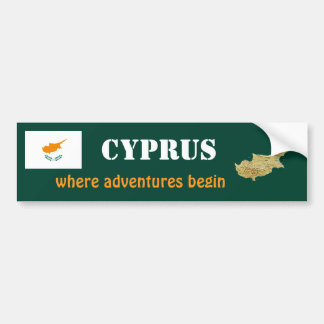 Cyprus Flag + Map Bumper Sticker