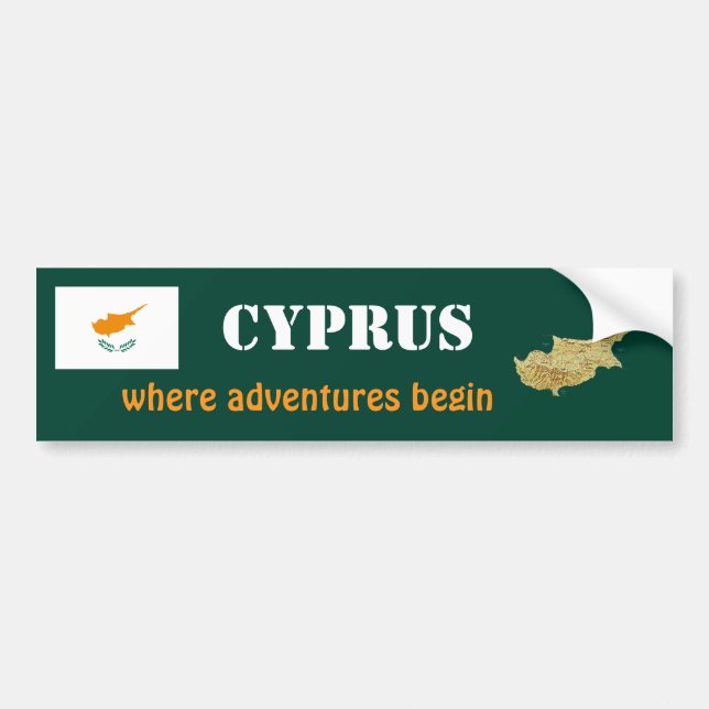 Cyprus Flag + Map Bumper Sticker (Front)