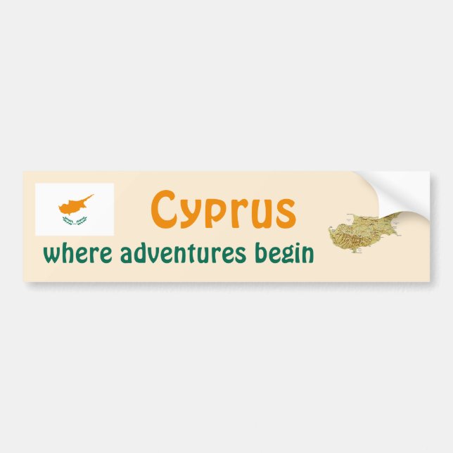 Cyprus Flag + Map Bumper Sticker (Front)