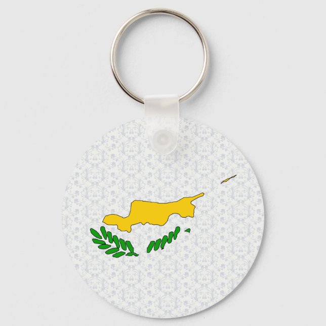 Cyprus Flag Map full size Keychain (Front)