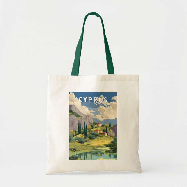 Cyprus Illustration Travel Art Vintage Tote Bag (Front)