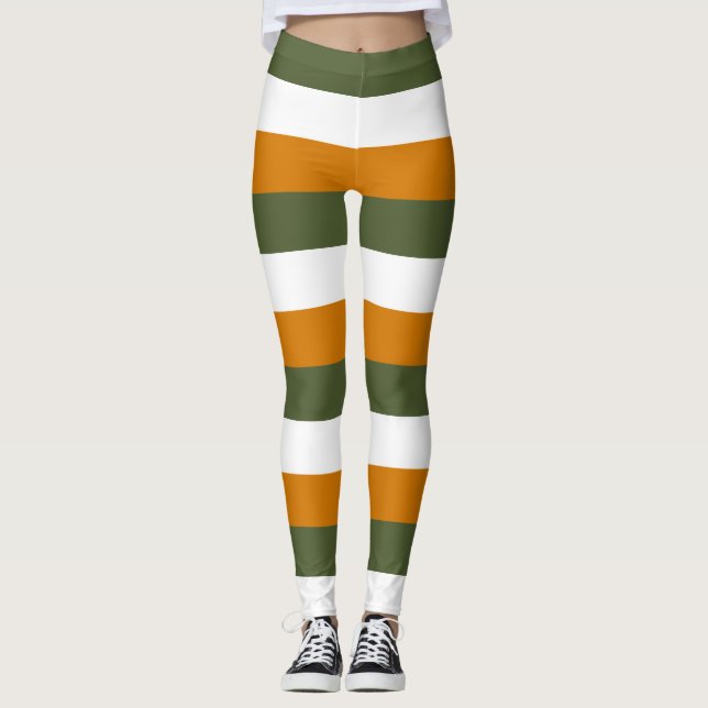 Cyprus National Flag Colours Horizontal Striped Leggings (Front)
