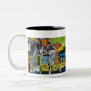 Cyprus Paralimni Graffiti Two-Tone Coffee Mug