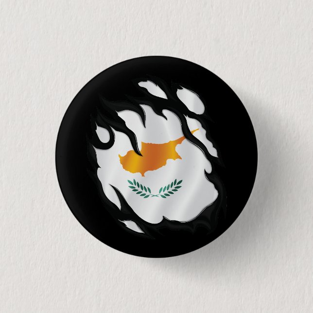 Cyprus Ripped Flag 1 Inch Round Button (Front)