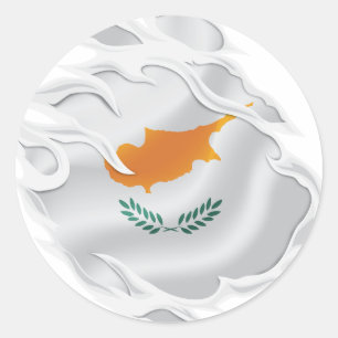 Cyprus Ripped Flag Classic Round Sticker